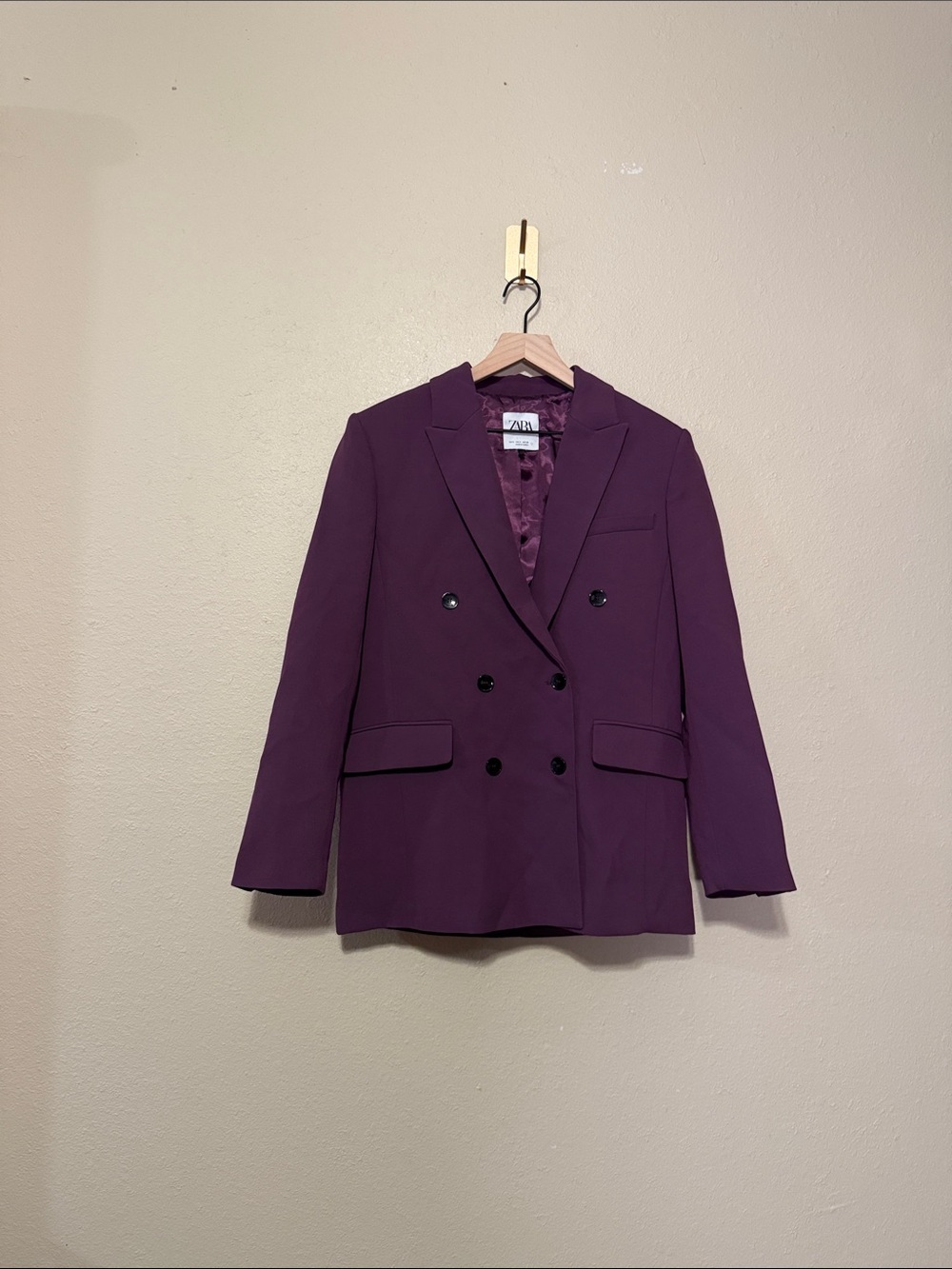 Zara purple blogger fav masculine double breasted blazer Size Small - Picture 2 of 6